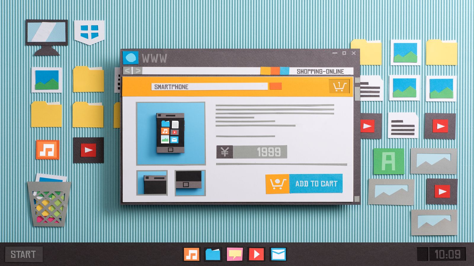 WordPress block editor interface diagram with template parts labeled and connected by flow arrows on blueprint paper